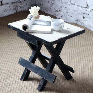 折叠实木凳 zakka换鞋凳 复古做旧 孤品 家居装饰品
