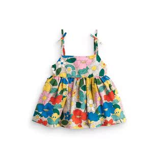 2015夏季新款童装女童吊带衫纯棉背心裙衫儿童宝宝满印花朵打底衫