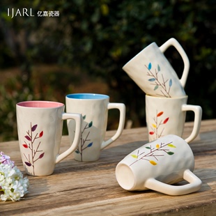 亿嘉 田园创意 陶瓷器马克杯 咖啡费 情侣杯 家用茶杯子套装
