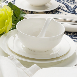 隆达骨瓷 经典纯白家用普通型6英寸面碗2只 汤碗陶瓷碗中式餐具