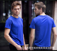 厂家批发男款纯色圆领短袖彩蓝T-shirt打底空白T恤 印花精梳棉T恤