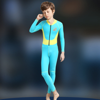 新款正品男中大童连体长袖游泳衣潜水防晒紫外水母运动温泉游泳衣