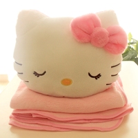 Hellokitty凯蒂猫KT靠垫抱枕手捂三用可折叠毯珊瑚绒空调毯毛毯子