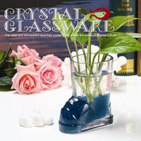 玻璃花瓶田园创意绿箩铜钱草专用水培花卉小花瓶水晶玻璃美人鞋家