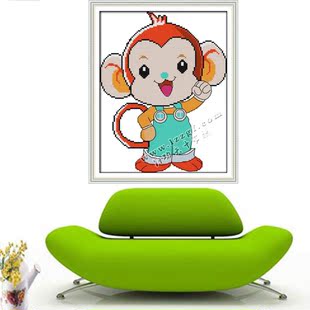 最新款精准印花十字绣十二生肖小猴子客厅卧室儿童房可爱卡通挂画