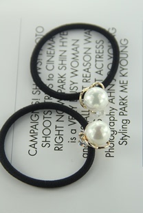 简单一粒珍珠发绳 简约皮筋小珍珠水钻黑色发圈发饰小饰品