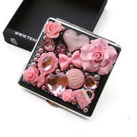 创意个性皮烟盒 安娜苏粉蔷薇花女士20支装超薄自动香菸夹具礼品