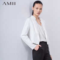 Amii[极简主义]2016春夏新帅气干练双层领短款大码西装女11670047