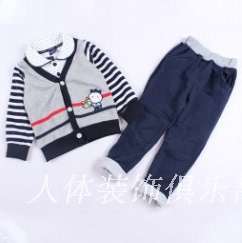 2015春秋新款儿童套装韩版两件套童装纯棉毛圈品牌童上衣长裤包邮