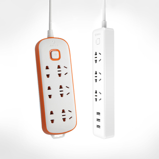 公牛插座USB智能充电插排插线板小白1.8米炫彩6孔位3米接线板组合