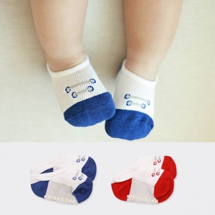 夏季韩版男女宝宝纯棉透气儿童短袜船袜0-2-4婴幼儿网眼防滑袜子