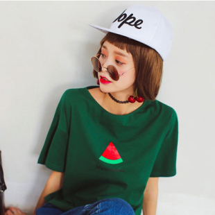 2015韩国新款夏季女装水果纯棉 短袖T恤