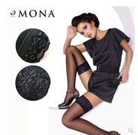 进口防滑丝袜 MONA 15D超薄蕾丝性感防滑长筒袜 有足型高筒袜原装