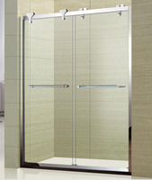杰博淋浴房  推拉门不锈钢浴室移门式一字形钢化玻璃定制淋浴拉门