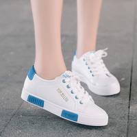 2016平底小白鞋帆布鞋女平跟厚底学生板鞋韩版夏季系带运动女鞋子