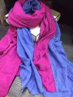 2015新款棉麻围巾韩版超长超大纯色丝巾秋冬披肩两用文艺双色拼接