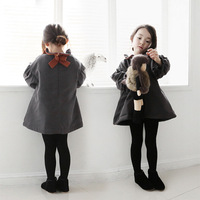 2016年新款韩版冬季女童装外套棉服棉衣中长款纯色加厚娃娃衫棉衣