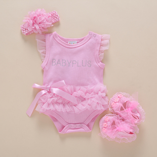 婴儿女孩夏装套装0-1岁宝宝连体衣3-6个新生衣服满月公主薄款纯棉