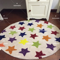 热销时尚潮牌彩色小星星圆形地毯创意个性儿童房床边书桌转椅垫