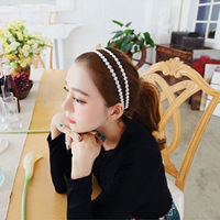 韩国新款雪花珍珠双层发带发绳头箍花朵发箍发卡发饰头饰品批发