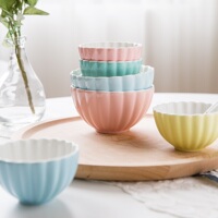 摩登主妇 糖果色系列陶瓷碗 花瓣碗 米饭碗甜品碗冰淇淋碗6色可选