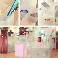 日本大创同款 透明PP梳妆台化妆盒 桌面浴室防水收纳盒整理盒