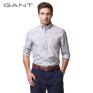 GANT/甘特男士修身版条纹长袖衬衫 100%纯棉 府绸面料 舒适307262