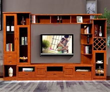 实木电视柜组合柜墙现代中式组合厅柜客厅背景墙 电视墙柜组合