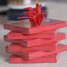 千纸鹤红色双面手工纸 爱心折纸大红色千纸鹤纸 爱心许愿纸手工纸