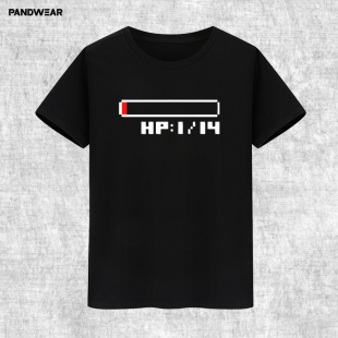 夏季游戏动漫攻击力+1 防御力+1 初期装备 HP1 血条纯棉短袖T恤