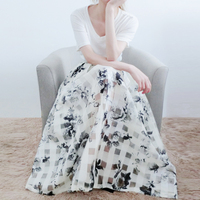 2015夏季新款两件套连衣裙A韩版气质修身印花短袖欧根纱套装长裙