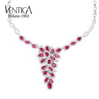 Ventiga梵蒂加 18K白金异形天然红宝石项链围钻 彩色宝石镶钻项链