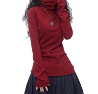 阿卡女装秋冬装女士堆堆领羊绒衫高领喇叭袖毛衣打底衫韩版包邮