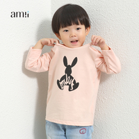 amii童装2016秋装新款儿童长袖T恤中大童女童休闲上衣卡通印花