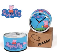 【Peppa Pig】佩佩猪粉红猪小妹 单车佩佩 冰箱贴钟 创意罐头钟