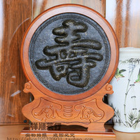 云南特产茶叶工艺品普洱茶雕摆件实木框寿字祝寿过生日礼品自父
