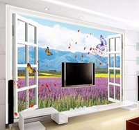 大型壁画 薰衣草 3d立体墙纸 客厅沙发电视背景墙个性壁纸
