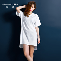 微辣棉质睡裙女人夏季短袖睡衣性感白色薄宽松可爱韩版外穿家居服