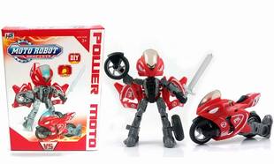 正品自装益智变形机器人金刚摩托车模型正版男孩儿童智力玩具套装