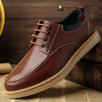 Lecayman Green新款男士皮鞋真皮男鞋隐形内增高休闲鞋英伦系带商