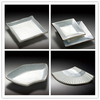 日式寿司刺身陶瓷方盘8寸9寸10寸韩式扇形铁板烧烤肉盘三分陶瓷碟