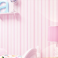 无纺布条纹壁纸彩色粉色温馨 公主房壁纸 女孩房儿童房奶茶店墙纸