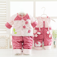婴儿冬季棉衣套装 新生儿衣服秋冬季加厚棉袄0-3月纯棉宝宝棉服