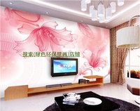 无缝大型壁画电视背景墙壁纸简约现代客厅3d无纺布墙纸布温馨粉花