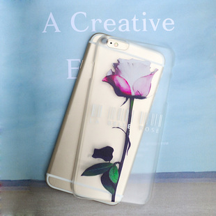 玫瑰金粉色玫瑰苹果6 iphone6s plus 原创意手机壳透明超薄硬壳潮