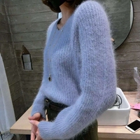 秋冬新款正版兔毛系列9252韩版女款毛衣V领套头打底针织衫上衣
