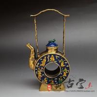 仿古铜景泰蓝八仙提手壶摆件 水壶 茶壶装饰古玩铜器收藏工艺礼品