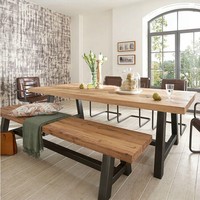 铁艺复古经典纯实木桌餐桌北欧创意书桌家具餐桌办公桌椅简易桌子