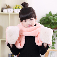 儿童韩版亲子加绒冬季卡通围巾帽子手套三件套装男女童一体围巾