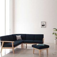 FULLLOVE日式北欧小户型布艺沙发咖啡厅沙发现代实木组合转角沙发